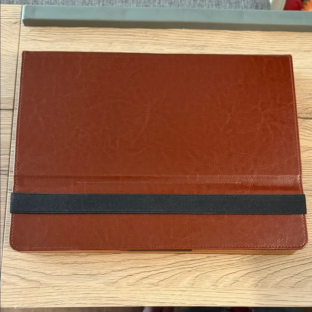 Leather Folio Tablet Keyboard Case - Brown with Anker Ultra-compact Bluetooth KB